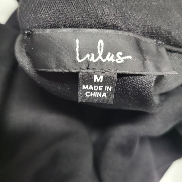 Lulus Black Dress Open Back Fitted Zip Back Ruffle Cap Sleeve Womens Medium - Picture 8 of 12